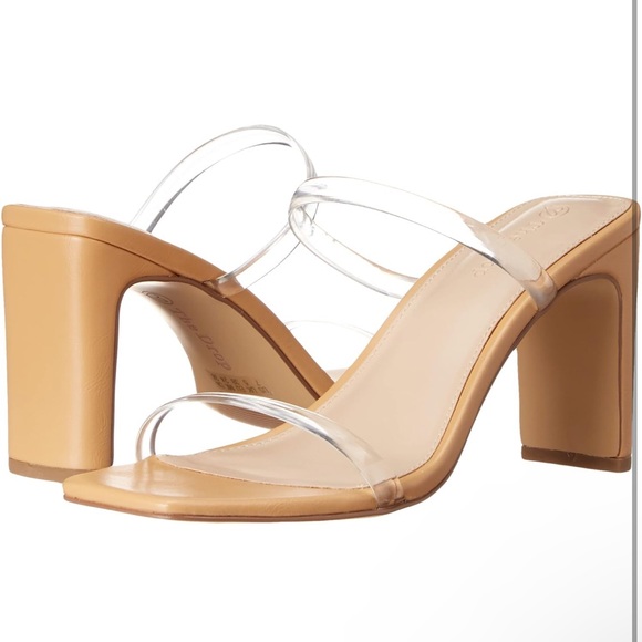 Women's Avery Clear Square Toe Two Strap High Heeled Sandal Size 11 - Picture 3 of 6